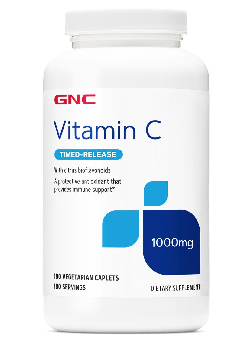 GNC Vitamin C 1000 MG 180 Vegetarian Caplets Timed-Release